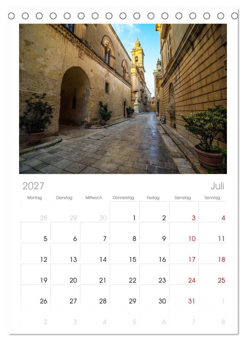 Wundervolles Malta (CALVENDO Tischplaner A5H 2027)