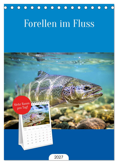 Forellen im Fluss (CALVENDO Tischplaner A5H 2027)