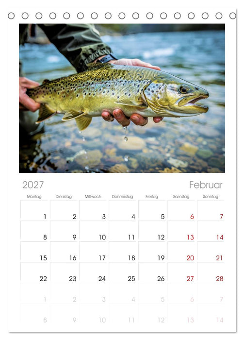 Forellen im Fluss (CALVENDO Tischplaner A5H 2027)