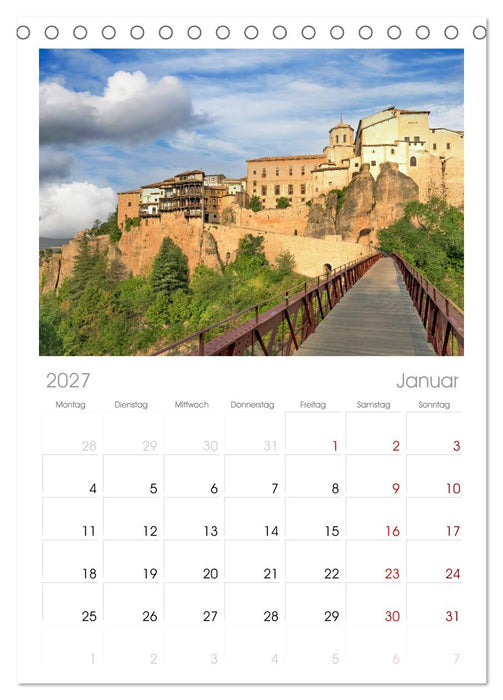 Die hängenden Häuser von Cuenca (CALVENDO Tischplaner A5H 2027)