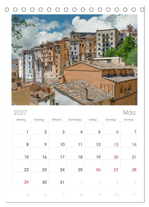 Die hängenden Häuser von Cuenca (CALVENDO Tischplaner A5H 2027)