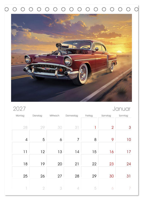 Hot Road - Oldtimer Nostalgie (CALVENDO Tischplaner A5H 2027)