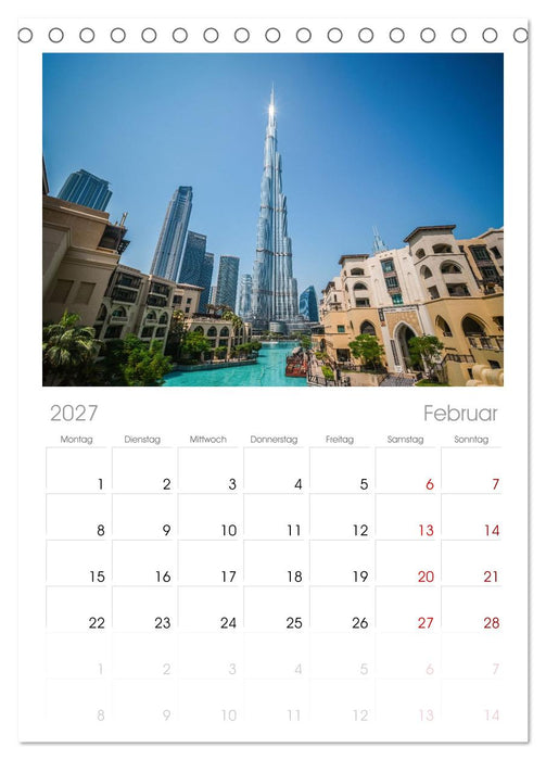 Wundervolles Dubai (CALVENDO Tischplaner A5H 2027)