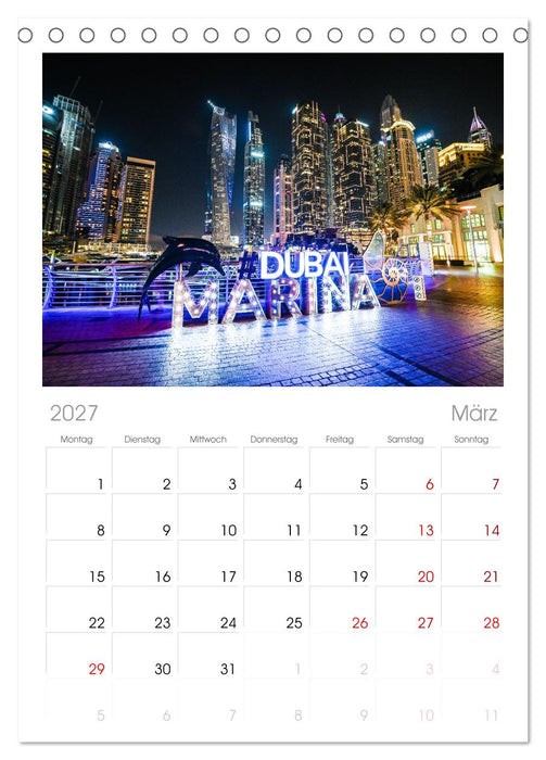 Wundervolles Dubai (CALVENDO Tischplaner A5H 2027)