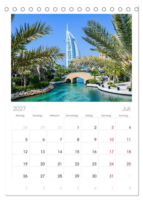 Wundervolles Dubai (CALVENDO Tischplaner A5H 2027)
