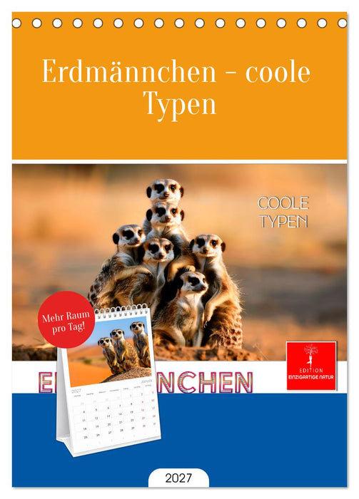 Erdmännchen - coole Typen (CALVENDO Tischplaner A5H 2027)