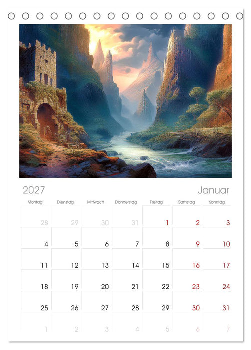 Landschaft romantisch gesehen (CALVENDO Tischplaner A5H 2027)