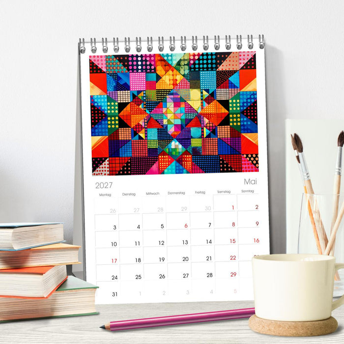 Patchwork - Farben und Formen (CALVENDO Tischplaner A5H 2027)