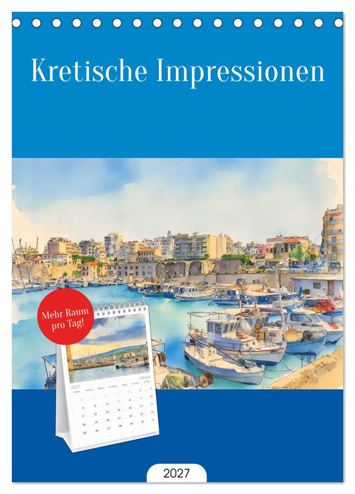Kretische Impressionen (CALVENDO Tischplaner A5H 2027)