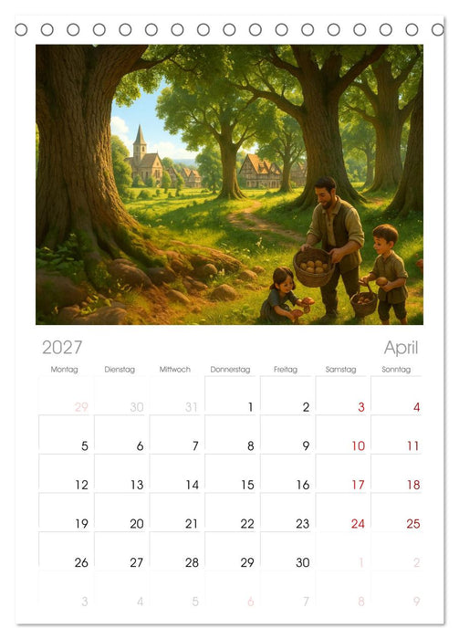 Farbenfrohes Mittelalter (CALVENDO Tischplaner A5H 2027)