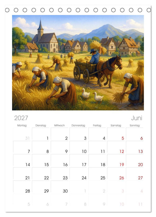 Farbenfrohes Mittelalter (CALVENDO Tischplaner A5H 2027)