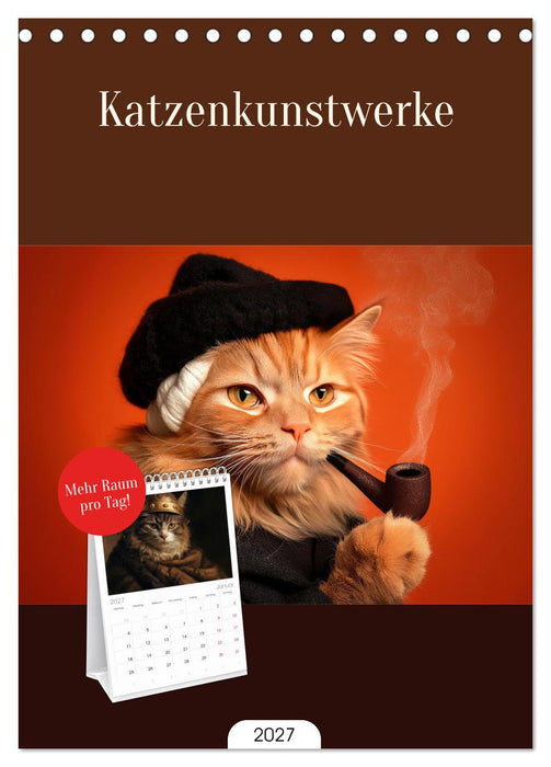 Katzenkunstwerke (CALVENDO Tischplaner A5H 2027)