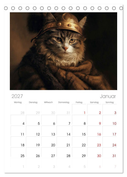 Katzenkunstwerke (CALVENDO Tischplaner A5H 2027)