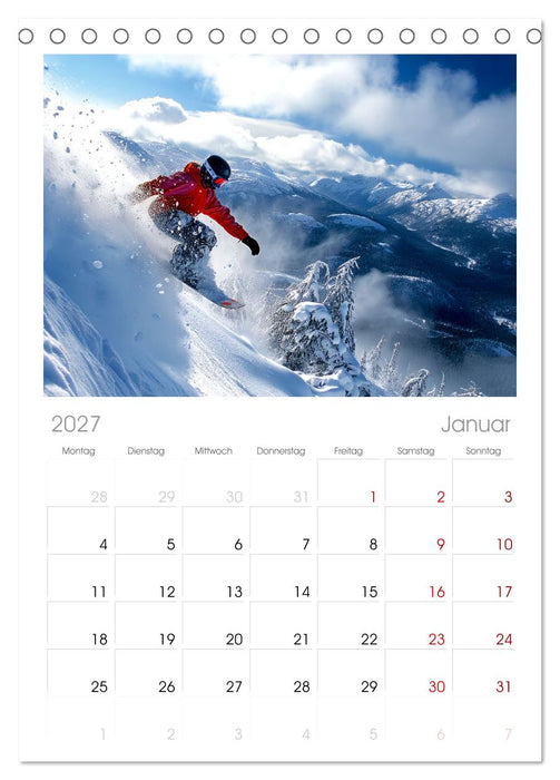 Kufen, Ski & Snowboard (CALVENDO Tischplaner A5H 2027)
