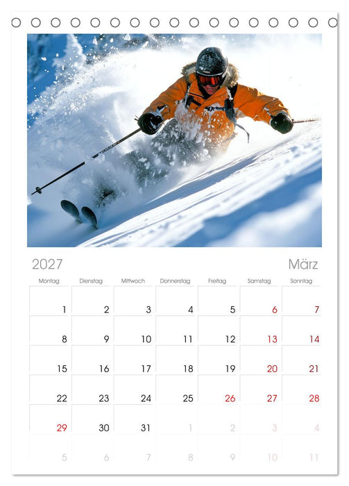Kufen, Ski & Snowboard (CALVENDO Tischplaner A5H 2027)