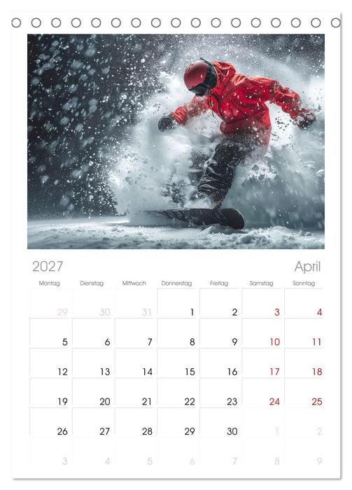 Kufen, Ski & Snowboard (CALVENDO Tischplaner A5H 2027)