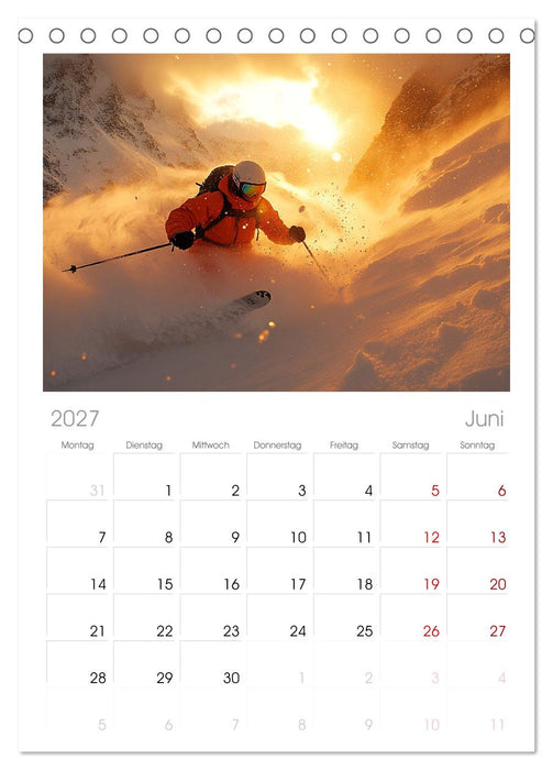 Kufen, Ski & Snowboard (CALVENDO Tischplaner A5H 2027)
