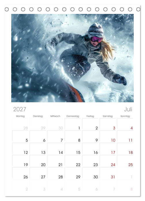 Kufen, Ski & Snowboard (CALVENDO Tischplaner A5H 2027)