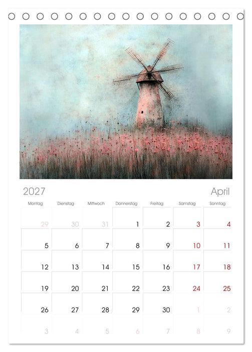 Windgeflüster-Mühlenimpressionen (CALVENDO Tischplaner A5H 2027)