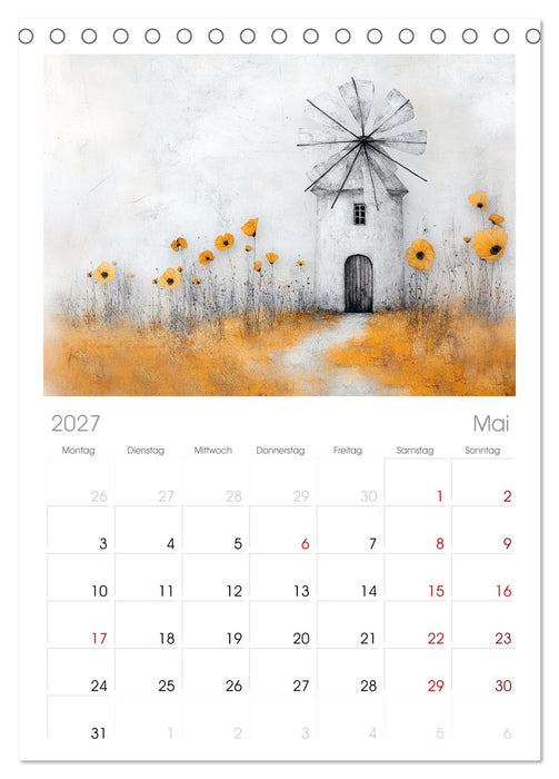 Windgeflüster-Mühlenimpressionen (CALVENDO Tischplaner A5H 2027)