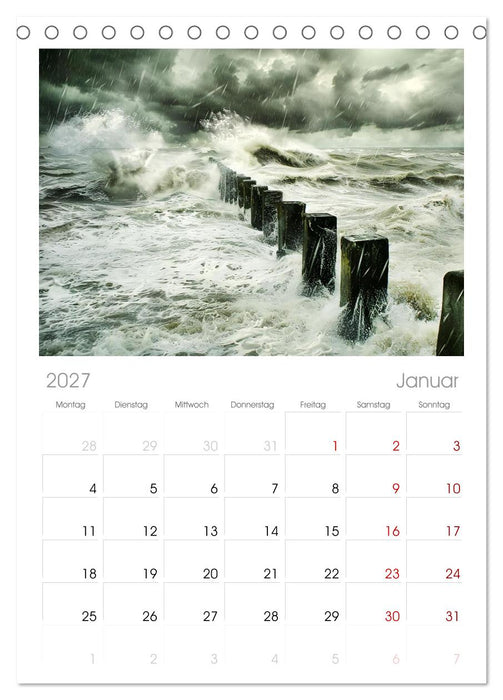 Sturmwarnung an der Küste (CALVENDO Tischplaner A5H 2027)