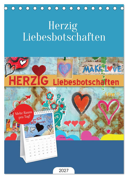 Herzig Liebesbotschaften (CALVENDO Tischplaner A5H 2027)