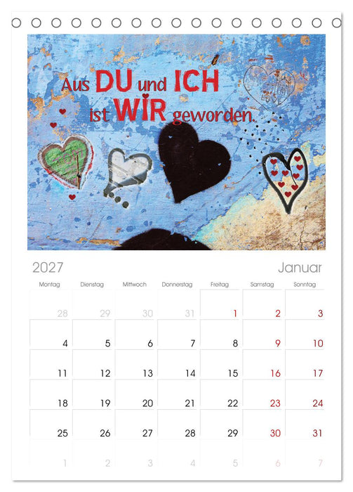 Herzig Liebesbotschaften (CALVENDO Tischplaner A5H 2027)
