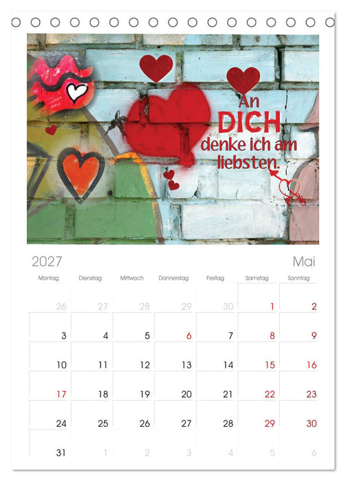Herzig Liebesbotschaften (CALVENDO Tischplaner A5H 2027)