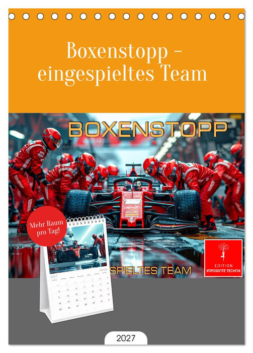 Boxenstopp - eingespieltes Team (CALVENDO Tischplaner A5H 2027)