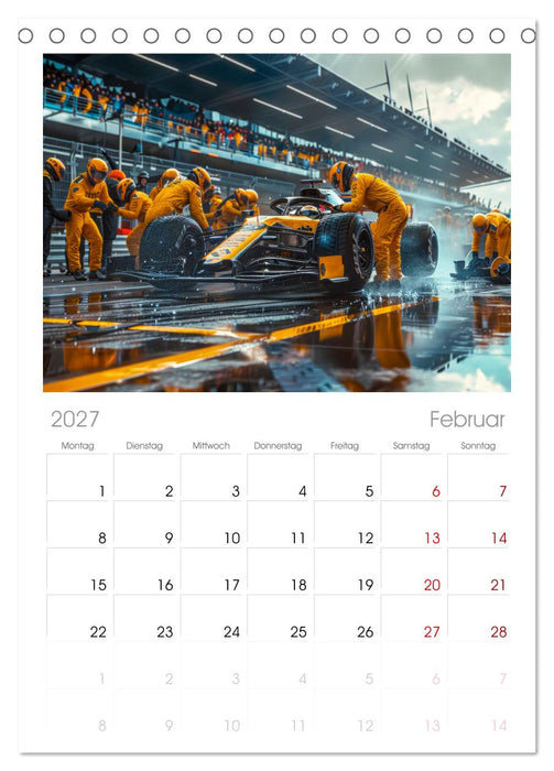 Boxenstopp - eingespieltes Team (CALVENDO Tischplaner A5H 2027)