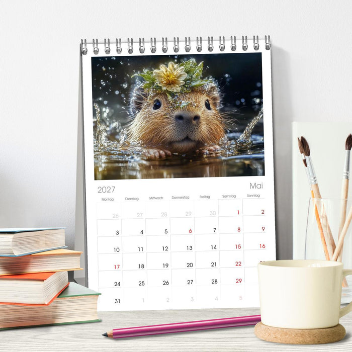 Capybara Zeit (CALVENDO Tischplaner A5H 2027)