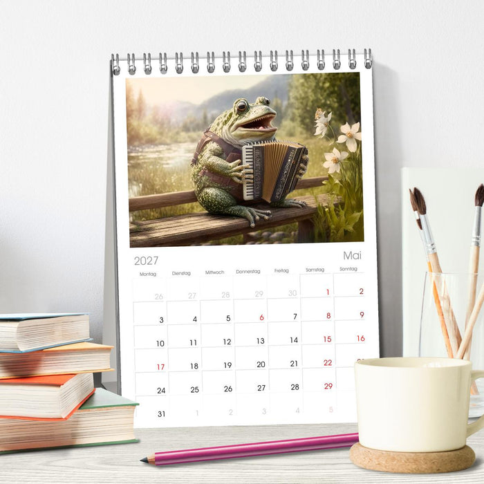 Frosch Konzert (CALVENDO Tischplaner A5H 2027)