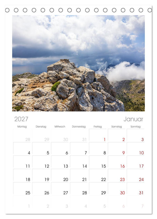 Bergparadies Mallorca (CALVENDO Tischplaner A5H 2027)