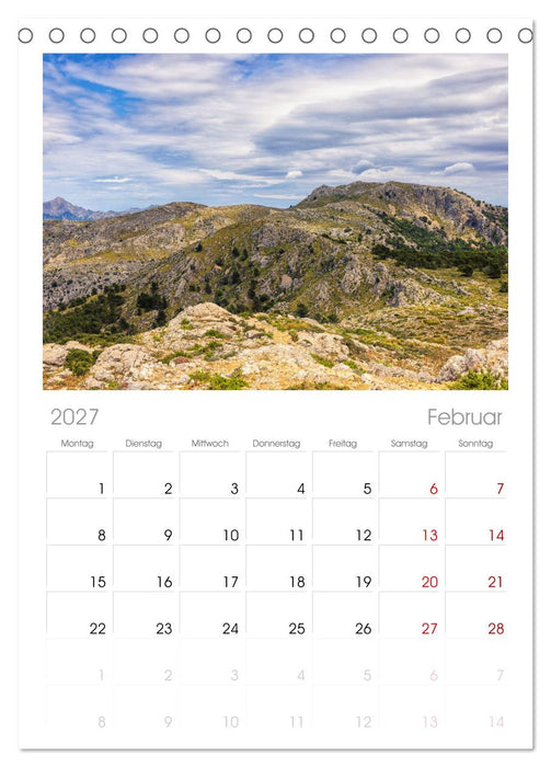 Bergparadies Mallorca (CALVENDO Tischplaner A5H 2027)