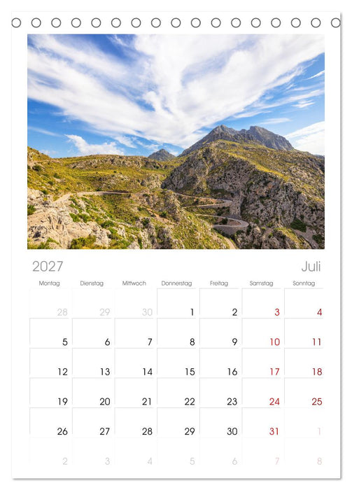 Bergparadies Mallorca (CALVENDO Tischplaner A5H 2027)