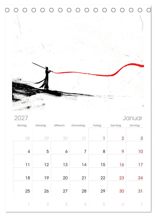 Samurai Illustrationen (CALVENDO Tischplaner A5H 2027)