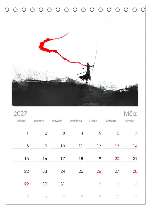 Samurai Illustrationen (CALVENDO Tischplaner A5H 2027)