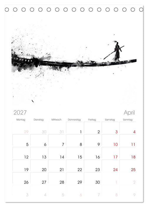 Samurai Illustrationen (CALVENDO Tischplaner A5H 2027)