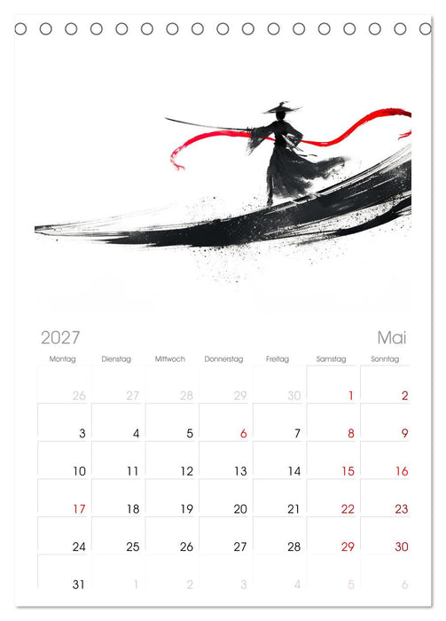 Samurai Illustrationen (CALVENDO Tischplaner A5H 2027)