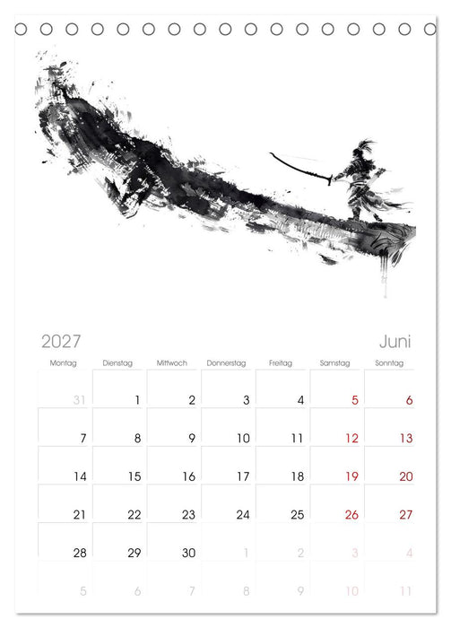 Samurai Illustrationen (CALVENDO Tischplaner A5H 2027)
