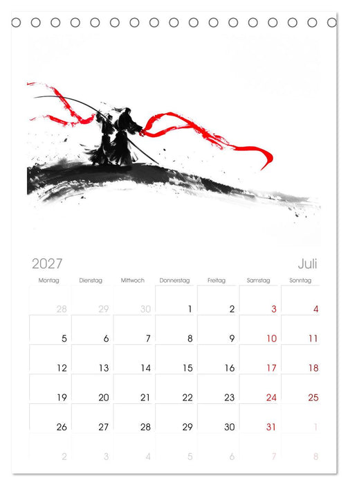 Samurai Illustrationen (CALVENDO Tischplaner A5H 2027)