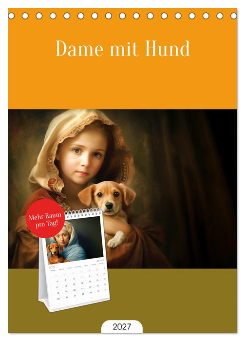Dame mit Hund (CALVENDO Tischplaner A5H 2027)