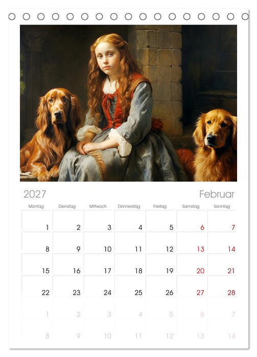 Dame mit Hund (CALVENDO Tischplaner A5H 2027)