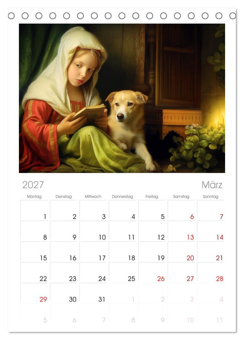 Dame mit Hund (CALVENDO Tischplaner A5H 2027)