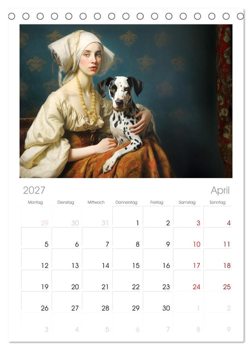Dame mit Hund (CALVENDO Tischplaner A5H 2027)