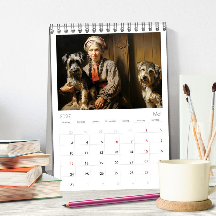 Dame mit Hund (CALVENDO Tischplaner A5H 2027)