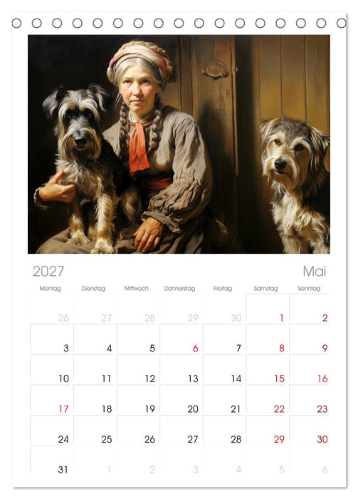 Dame mit Hund (CALVENDO Tischplaner A5H 2027)