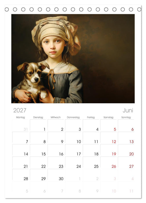 Dame mit Hund (CALVENDO Tischplaner A5H 2027)