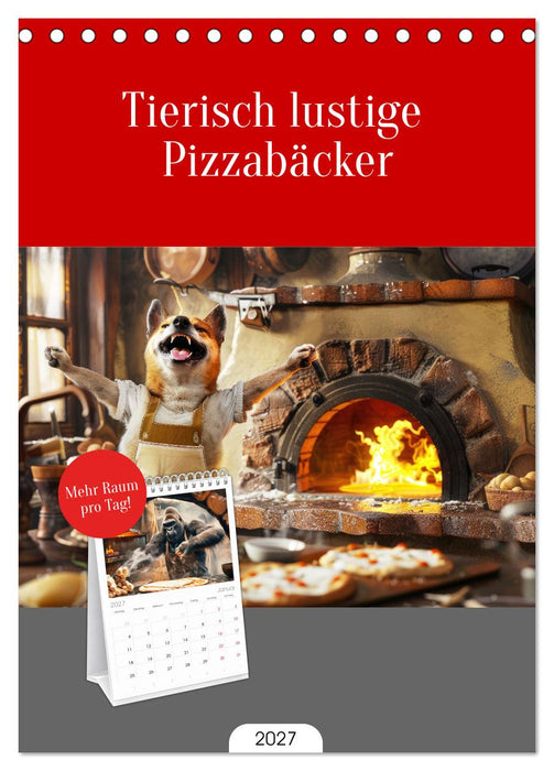 Tierisch lustige Pizzabäcker (CALVENDO Tischplaner A5H 2027)