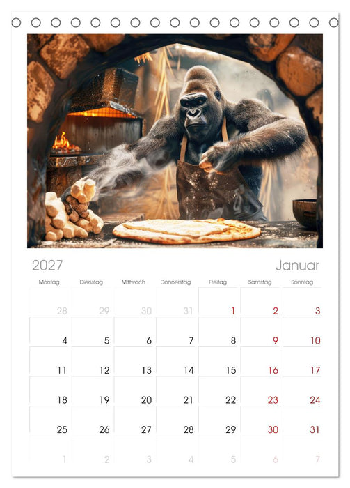 Tierisch lustige Pizzabäcker (CALVENDO Tischplaner A5H 2027)